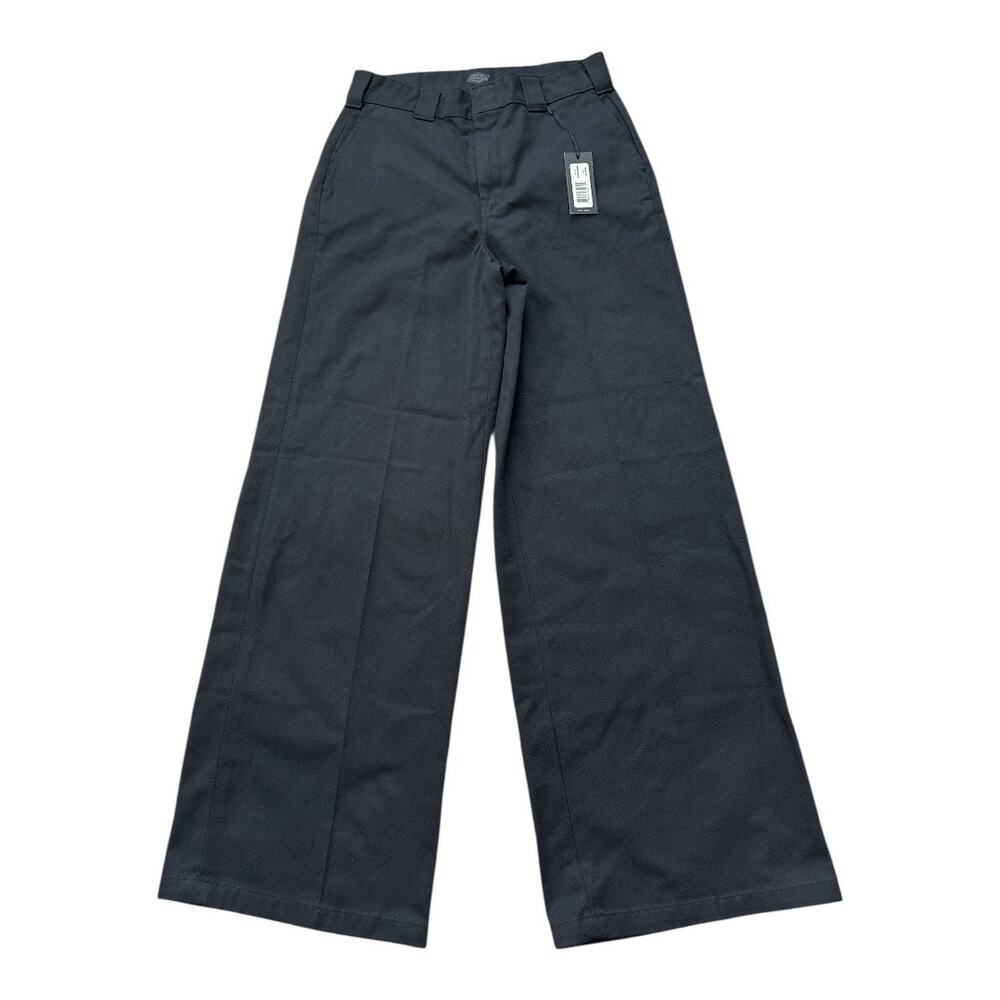 Dickies Women's Wide Leg Work Pants Black Size 10 Regular Workwear High Rise - Picture 3 of 6
